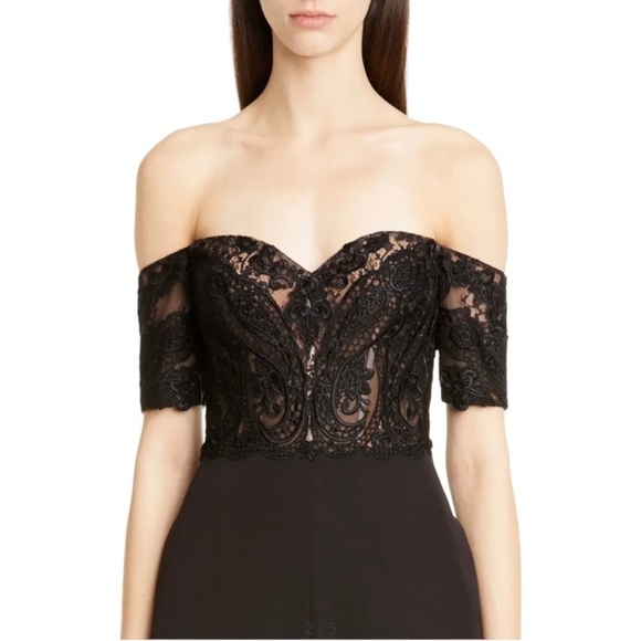 BADGLEY MISCHKA Collection Off-the-Shoulder Lace Corset Jumpsuit Jumper Size 4 - Picture 3 of 10